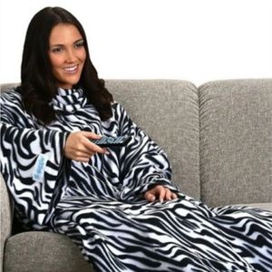 Zebra Print Snuggie Wearable Blanket